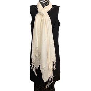 Pashmina Scarf Wrap Shawl in ivory viscose/acrylic
